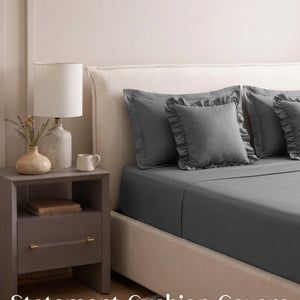 Home Crayons LuxeSoft™ Double Bedsheet Set | Oversized King | Includes 2 Pillow Covers & 2 Cushion Covers | Pebble Gray