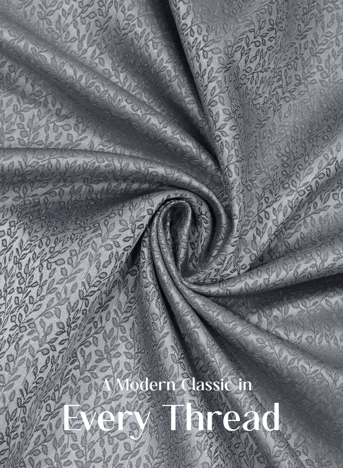 Eudora Jacquard Blackout Curtains | European Jacquard Weave & Total Light Block | Dusk Gray | Set of 2 | Fully Customizable