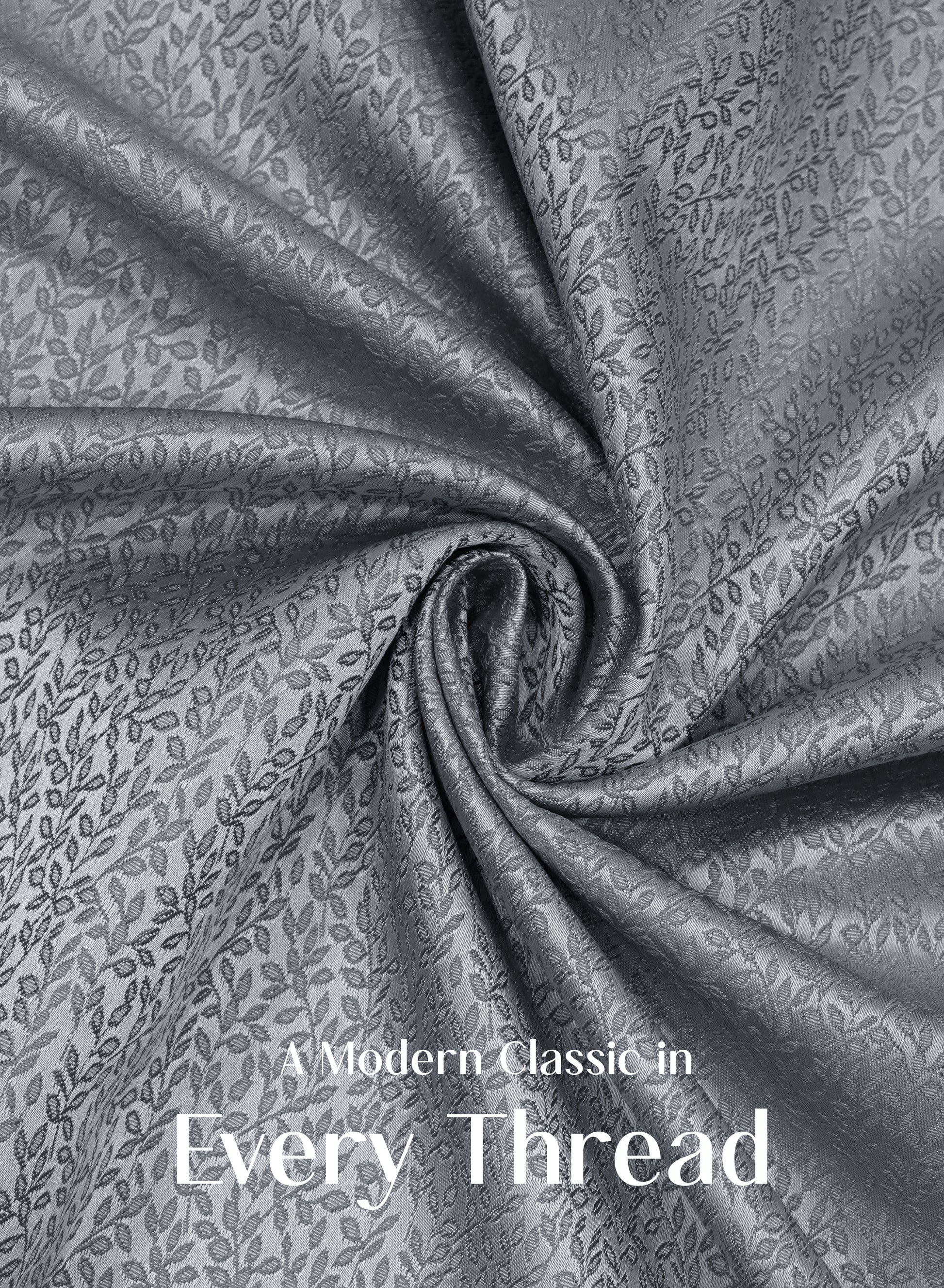 Eudora Jacquard Room Darkening Curtains | European Jacquard Weave | Dusk Gray | Set of 2 | Fully Customizable