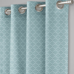 Teramo Jacquard Blackout Curtains | Crest Jacquard Weave & Total Light Block | Caribbean Coral | Set of 2 | Fully Customizable