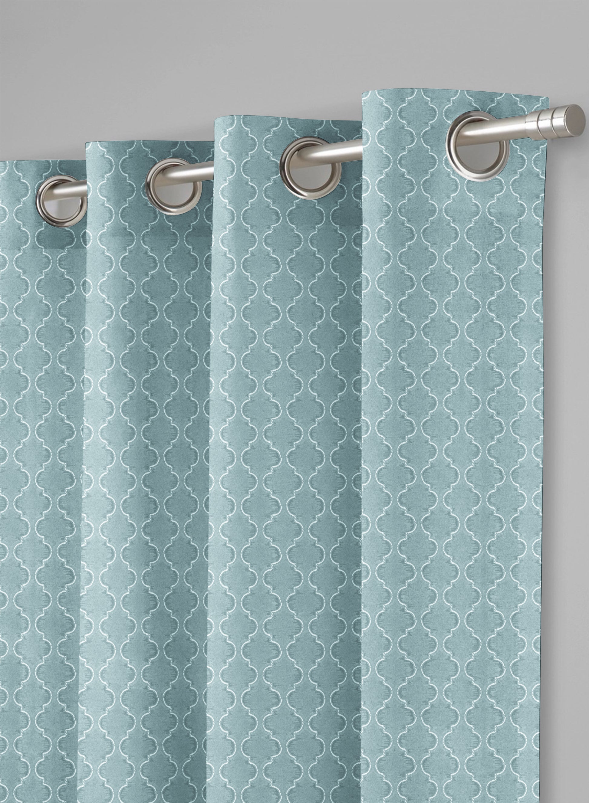 Teramo Jacquard Blackout Curtains | Crest Jacquard Weave & Total Light Block | Caribbean Coral | Set of 2 | Fully Customizable