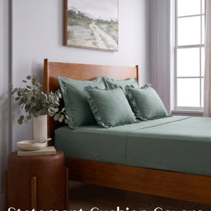 Home Crayons LuxeSoft™ Bedsheet Double Set | Oversized King | Includes 2 Pillow Covers & 2 Cushion Covers | Sage Green