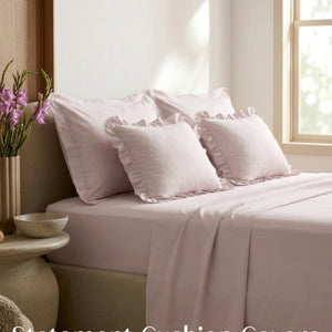Home Crayons LuxeSoft™ Double Bedsheet Set | Oversized King | Includes 2 Pillow Covers & 2 Cushion Covers | Sakura Blush