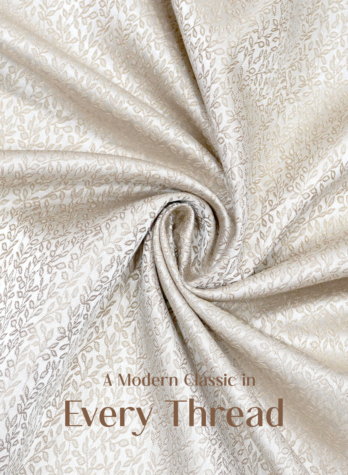 Eudora Jacquard Room Darkening Curtains | European Jacquard Weave | Oatleaf | Set of 2 | Fully Customizable