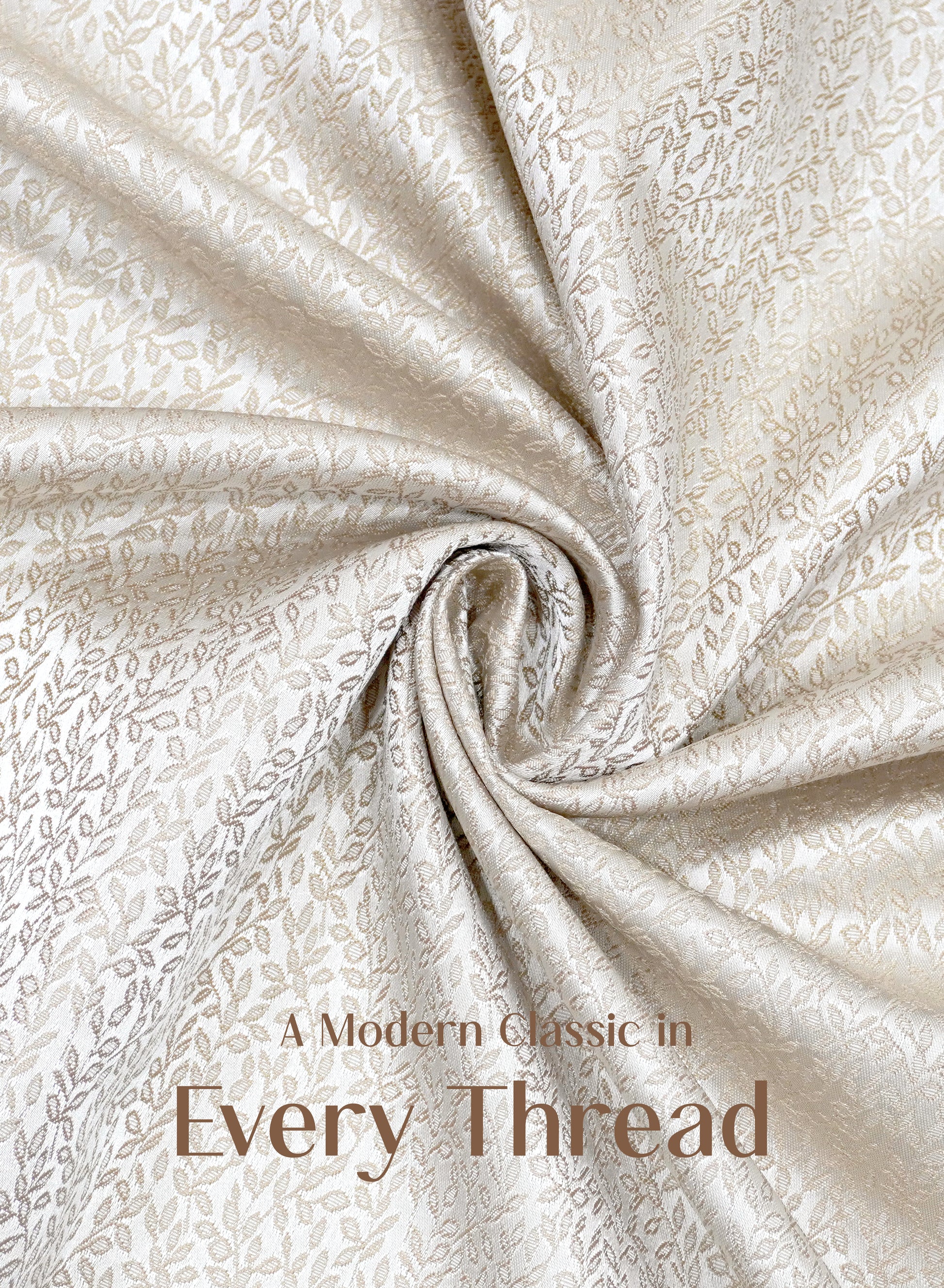 Eudora Jacquard Room Darkening Curtains | European Jacquard Weave | Oatleaf | Set of 2 | Fully Customizable