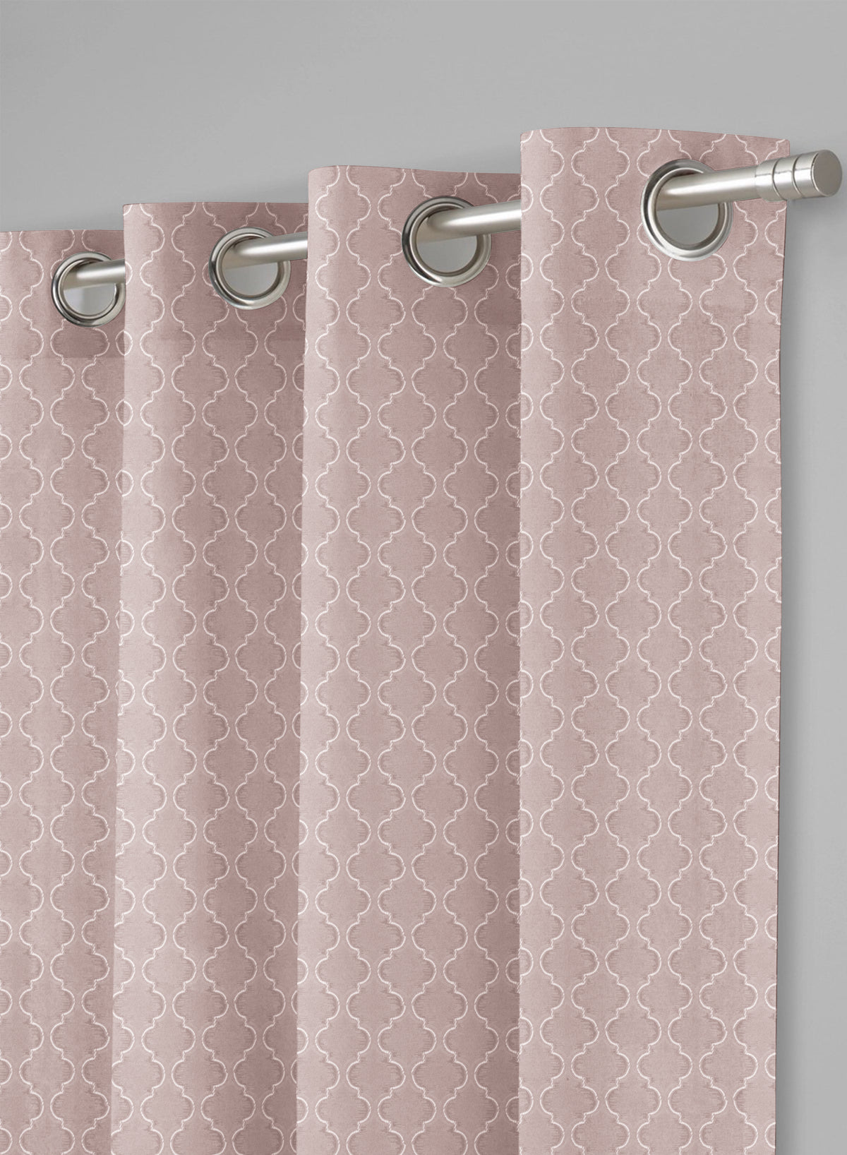 Teramo Jacquard Room Darkening Curtains | Crest Jacquard Weave | Dusky Peach | Set of 2 | Fully Customizable