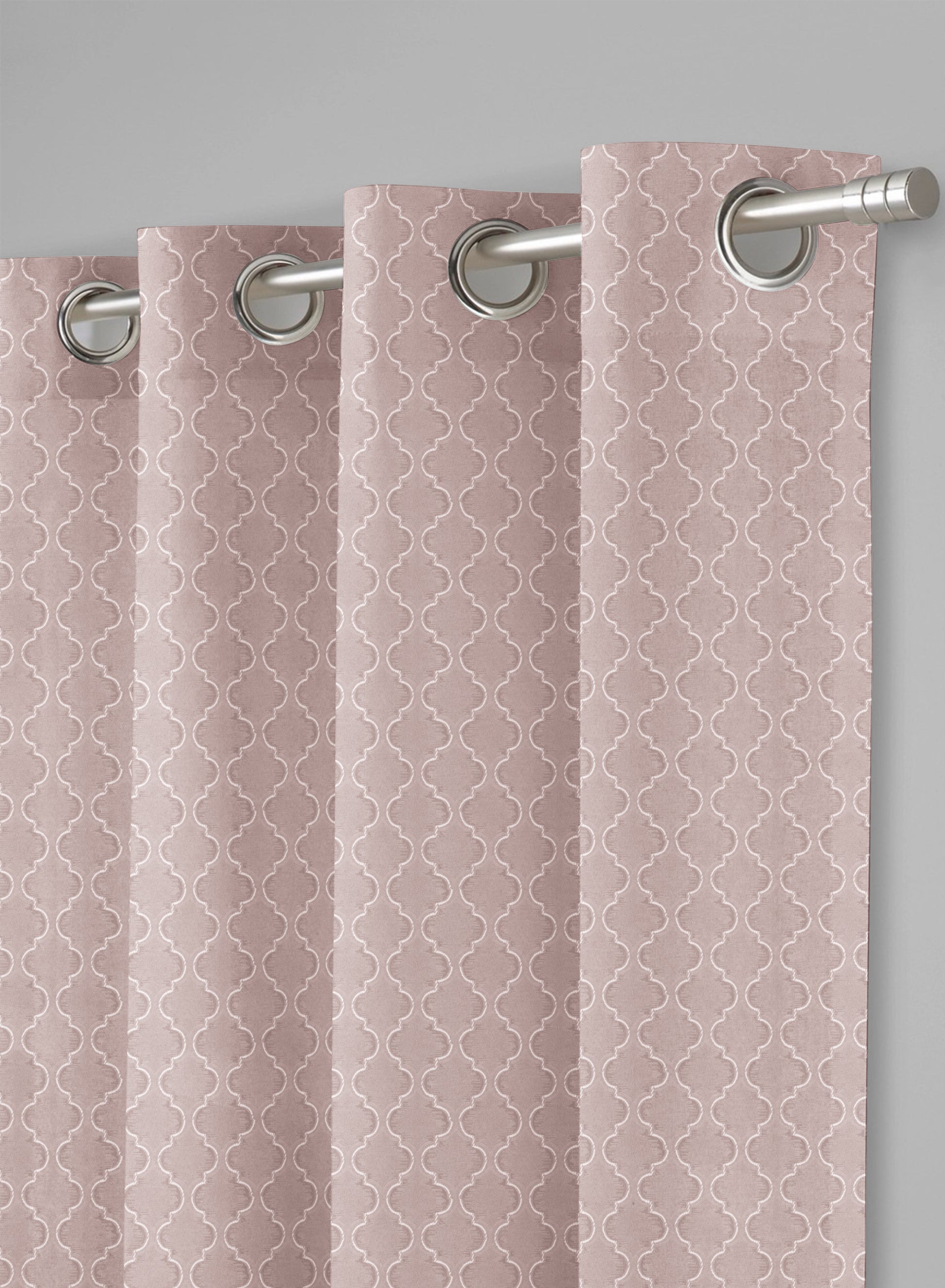 Teramo Jacquard Room Darkening Curtains | Crest Jacquard Weave | Dusky Peach | Set of 2 | Fully Customizable