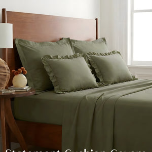 Home Crayons LuxeSoft™ Double Bedsheet Set | Oversized King | Includes 2 Pillow Covers & 2 Cushion Covers | Olive Grove