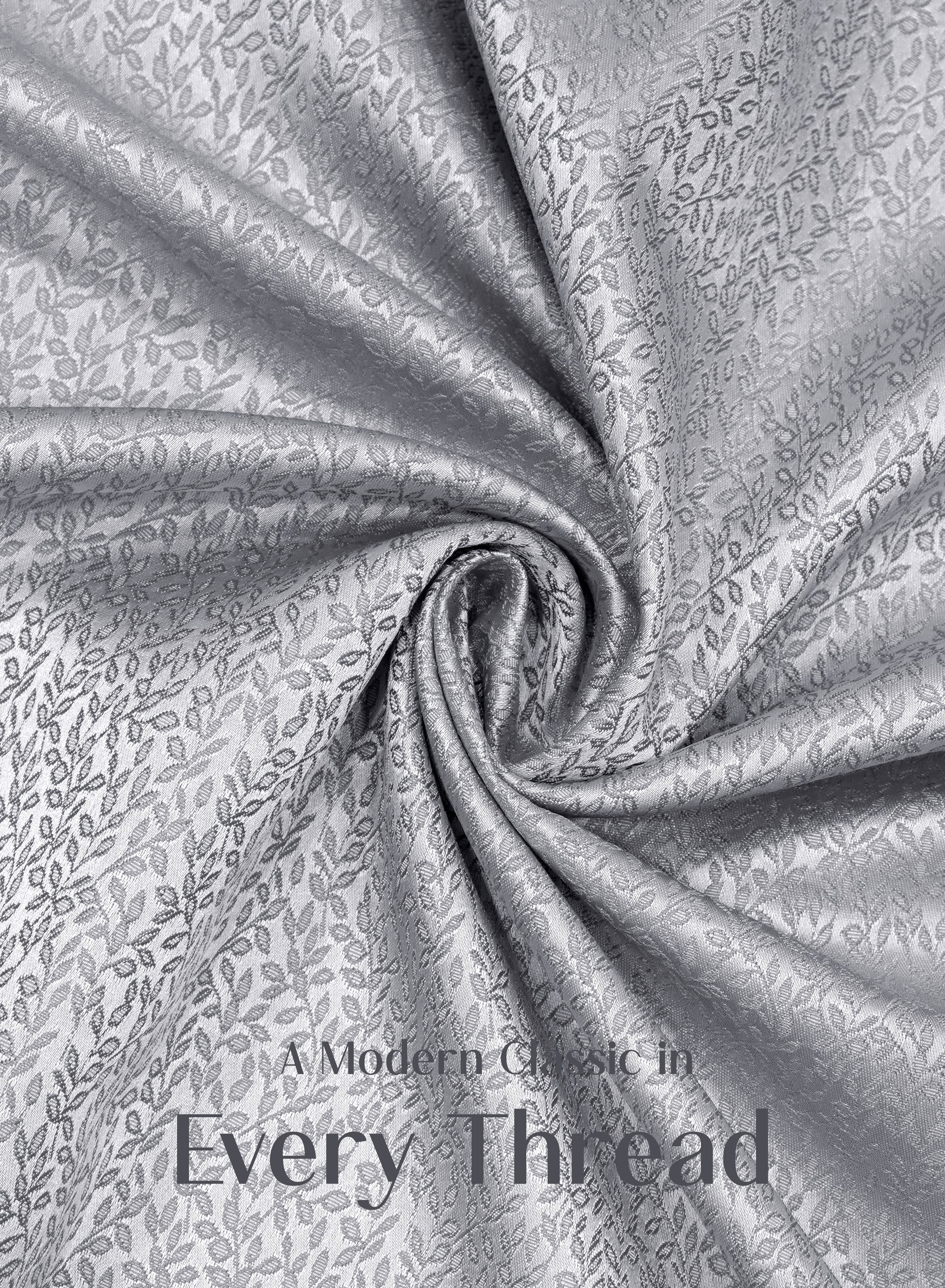 Eudora Jacquard Room Darkening Curtains | European Jacquard Weave | Feather Gray | Set of 2 | Fully Customizable