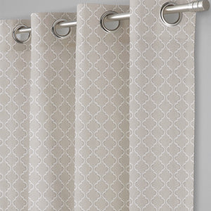 Teramo Jacquard Room Darkening Curtains | Crest Jacquard Weave | Sahara Beige | Set of 2 | Fully Customizable