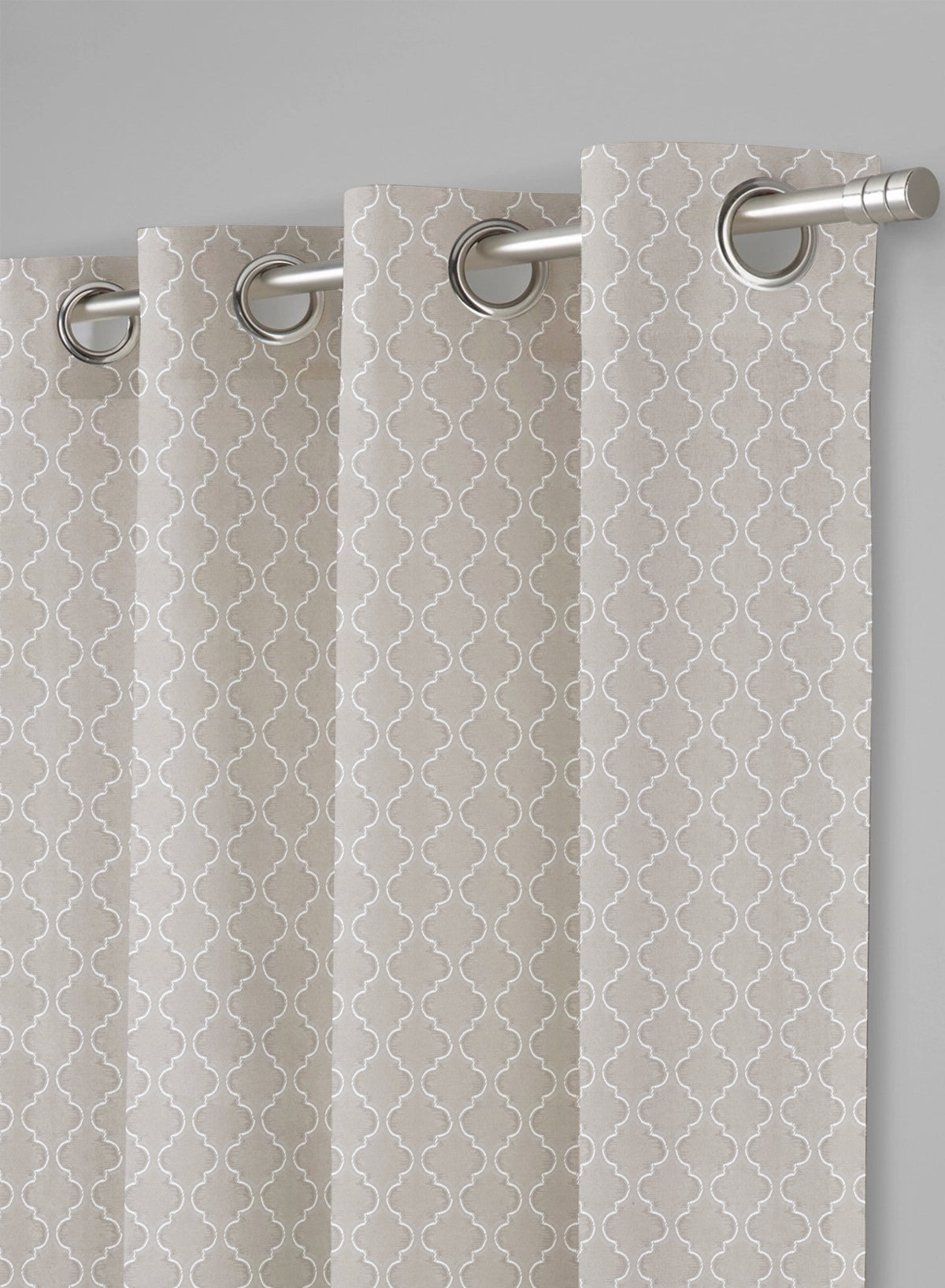 Teramo Jacquard Room Darkening Curtains | Crest Jacquard Weave | Sahara Beige | Set of 2 | Fully Customizable