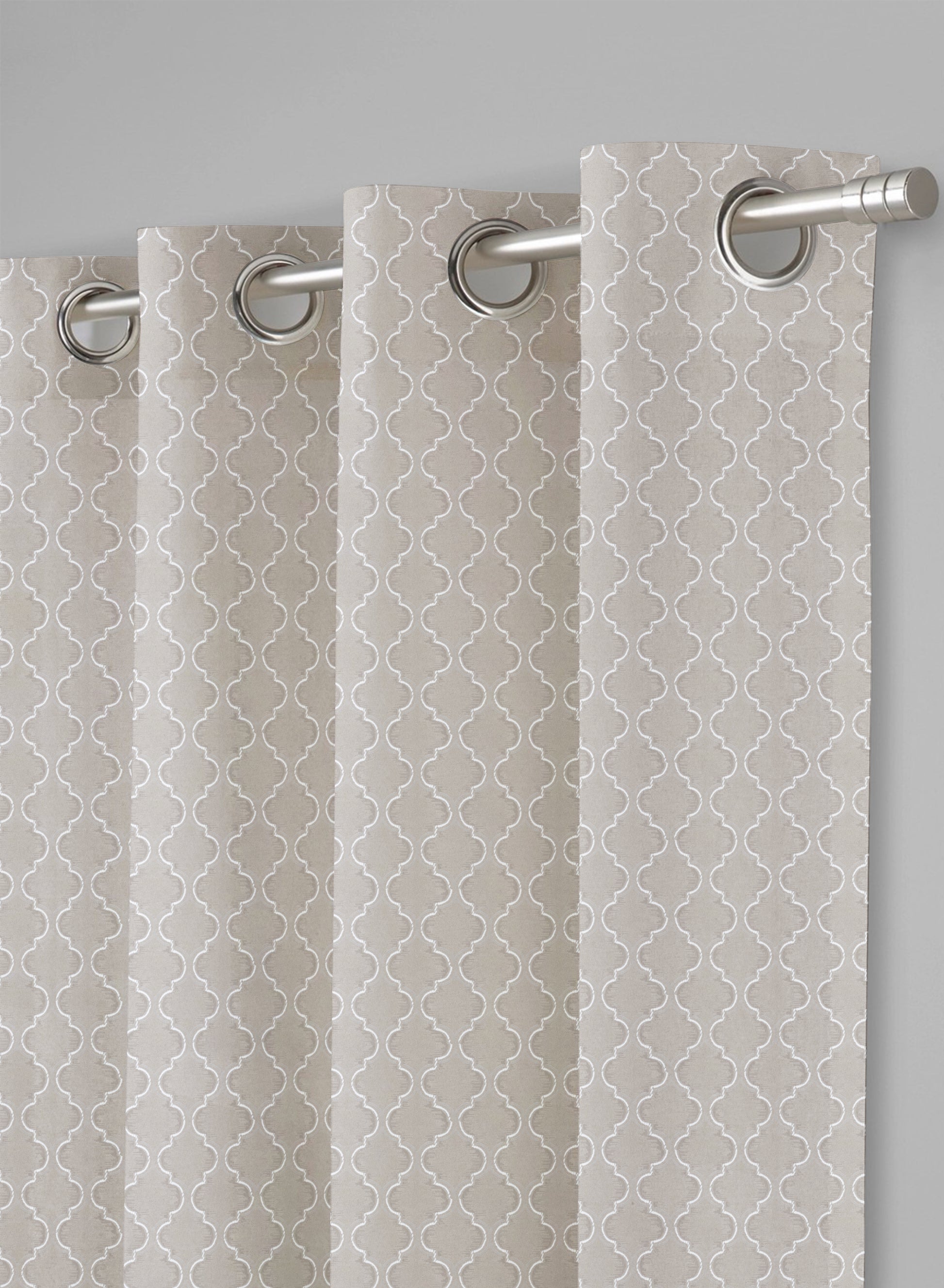 Teramo Jacquard Room Darkening Curtains | Crest Jacquard Weave | Sahara Beige | Set of 2 | Fully Customizable