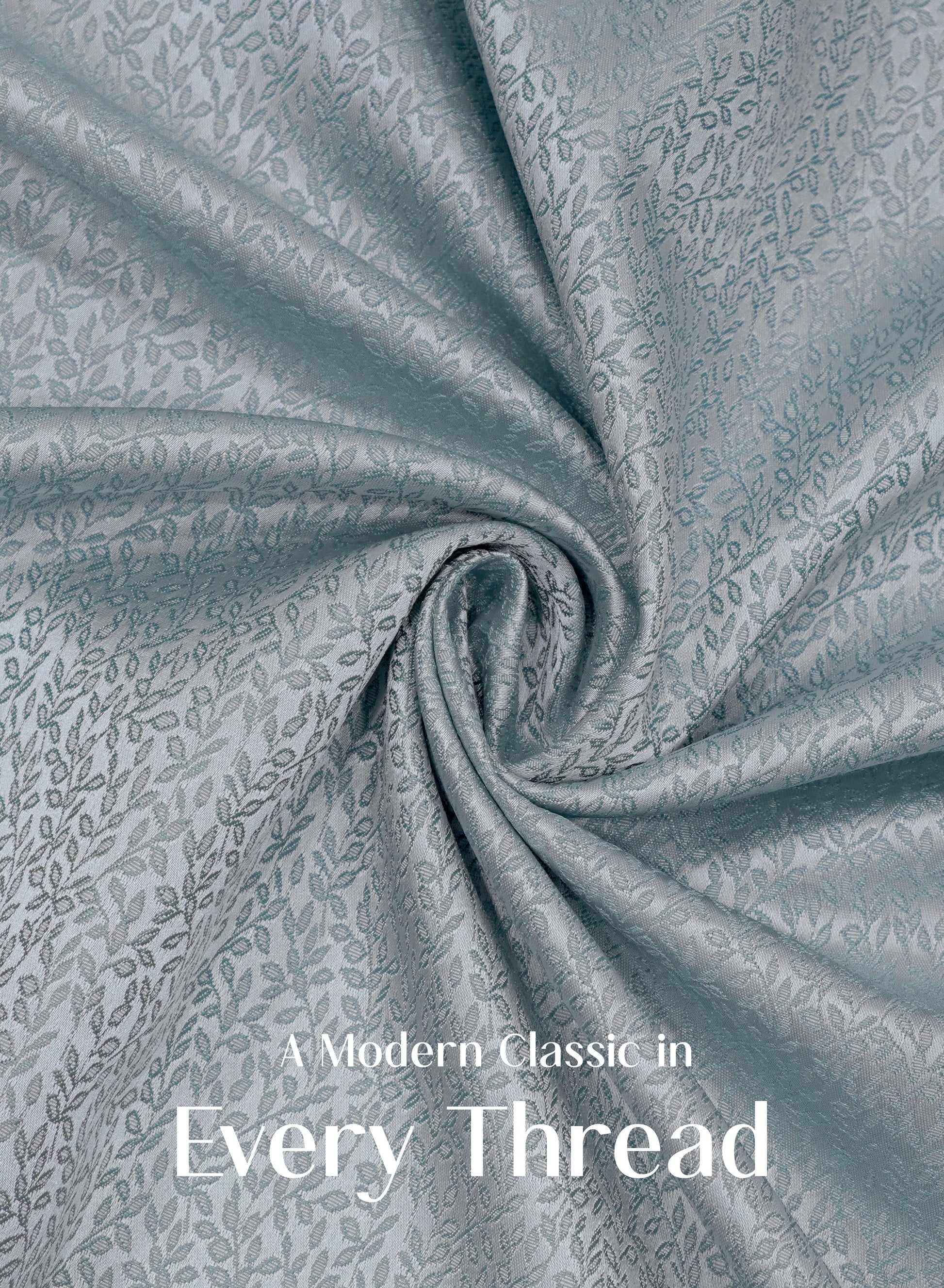 Eudora Jacquard Room Darkening Curtains | European Jacquard Weave | Twilight Aqua | Set of 2 | Fully Customizable