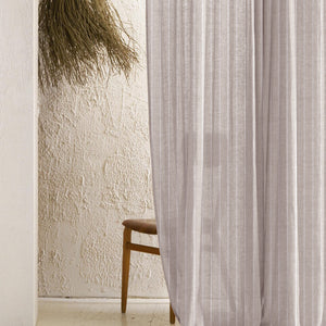 Evok Striped Sheer Curtains | Subtle Stripes & Soft Light Filter | Gray | Set of 2 | Fully Customizable