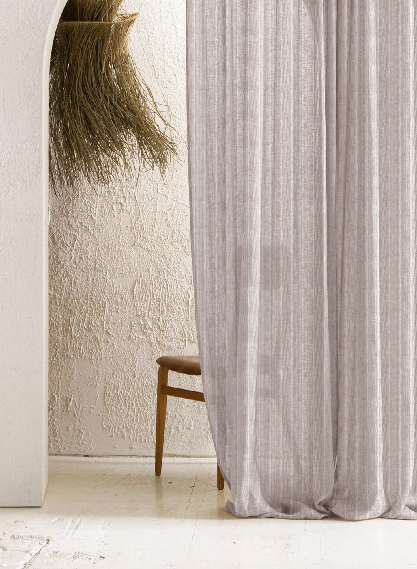 Evok Striped Sheer Curtains | Gray | Set of 2