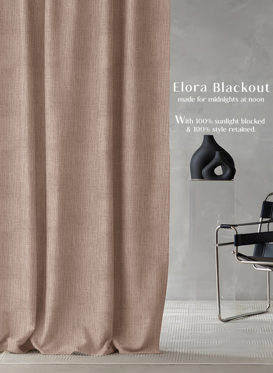 Elora Textured Blackout Curtains | Minimal Design & Total Light Block | Hemp | Set of 2 | Fully Customizable