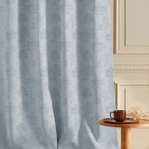 Bern Jacquard Room Darkening Curtains | Scenic Tree Pattern | Arctic Blue | Set of 2 | Fully Customizable