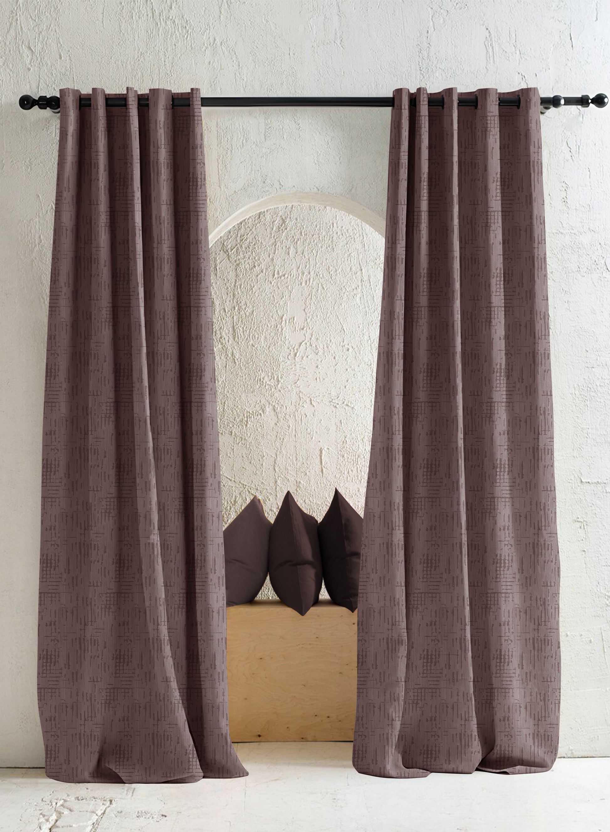 Elsa Textured Room Darkening Curtains | Deep Brown | Set of 2