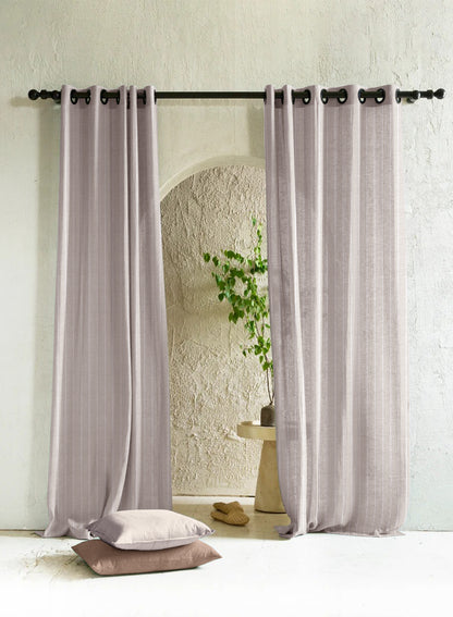 Evok Striped Sheer Curtains | Gray | Set of 2