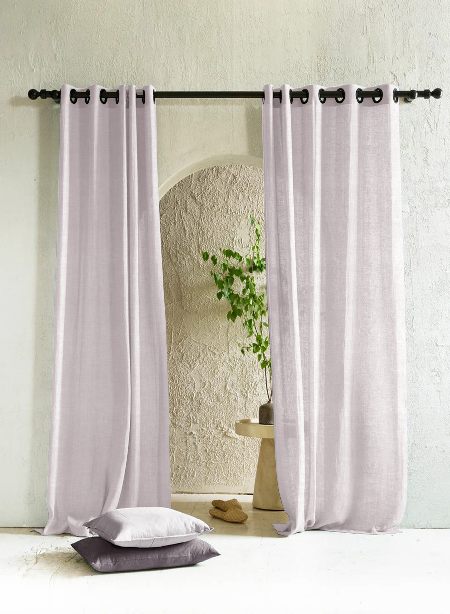 Amore Plain Sheer Curtains | Off White | Set of 2