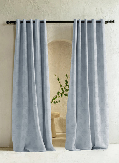 Bern Jacquard Room Darkening Curtains | Arctic Blue | Set of 2 (Pattern 1)