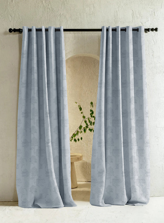 Bern Jacquard Room Darkening Curtains | Arctic Blue | Set of 2 (Pattern 1)