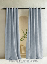 Bern Jacquard Blackout Curtains | Scenic Tree Pattern & Total Light Block | Arctic Blue | Set of 2 | Fully Customizable