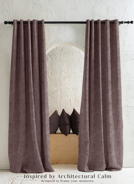 Elsa Textured Blackout Curtains | Modern Aesthetic & Total Light Block | Deep Brown | Set of 2 | Fully Customizable