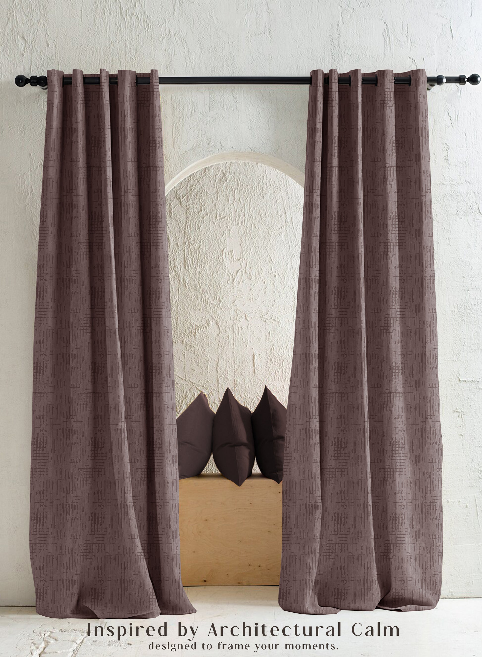 Elsa Textured Room Darkening Curtains | Modern Aesthetic | Deep Brown | Set of 2 | Fully Customizable