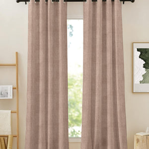 Elora Textured Blackout Curtains | Minimal Design & Total Light Block | Hemp | Set of 2 | Fully Customizable