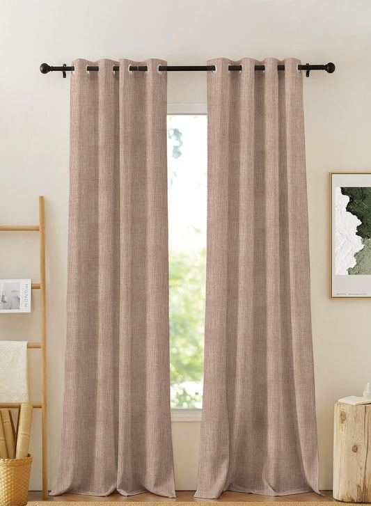 Elora Textured Blackout Curtains | Minimal Design & Total Light Block | Hemp | Set of 2 | Fully Customizable