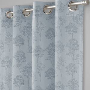 Bern Jacquard Room Darkening Curtains | Scenic Tree Pattern | Arctic Blue | Set of 2 | Fully Customizable
