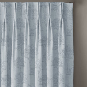 Bern Jacquard Room Darkening Curtains | Scenic Tree Pattern | Arctic Blue | Set of 2 | Fully Customizable