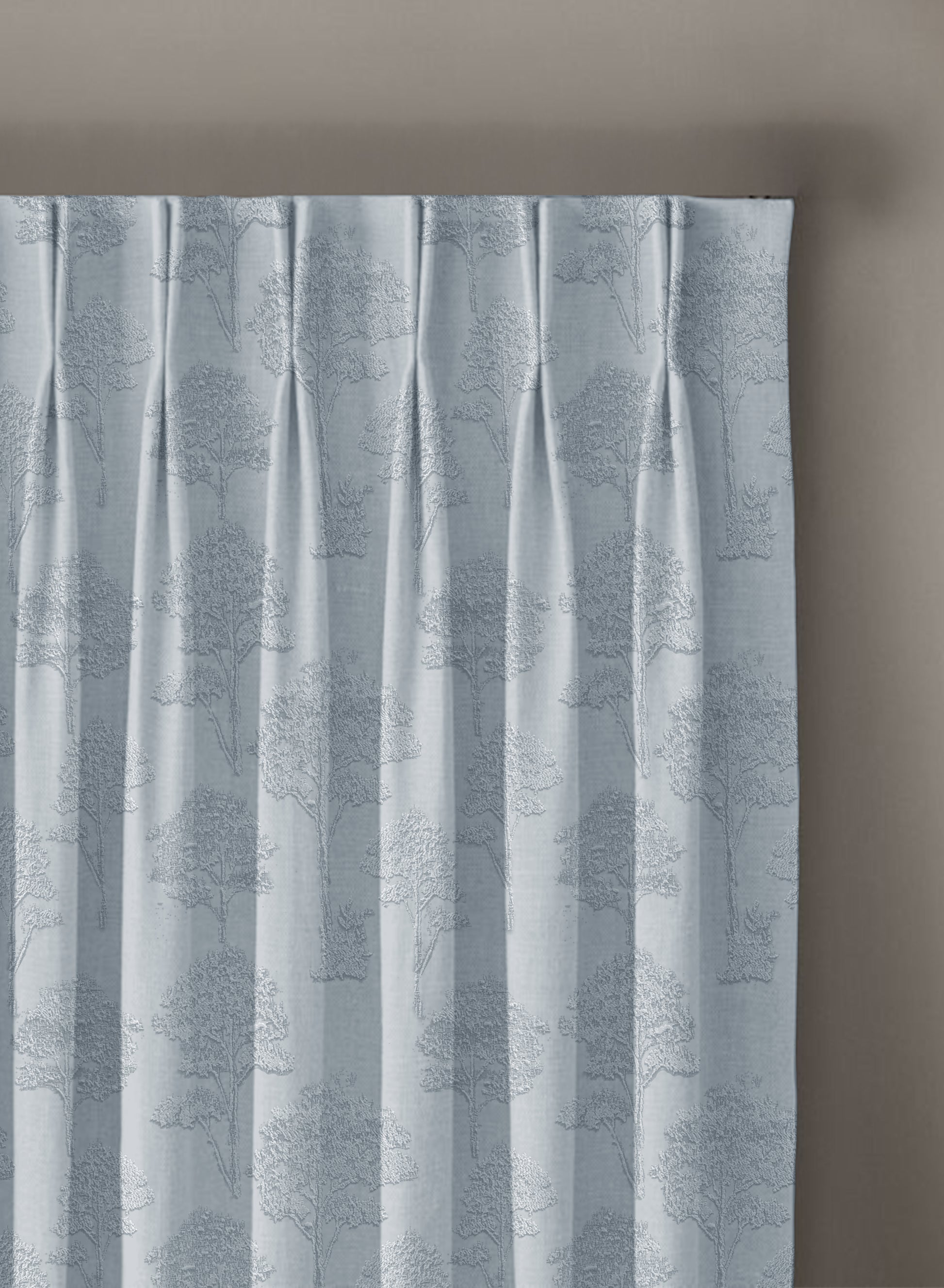 Bern Jacquard Room Darkening Curtains | Scenic Tree Pattern | Arctic Blue | Set of 2 | Fully Customizable