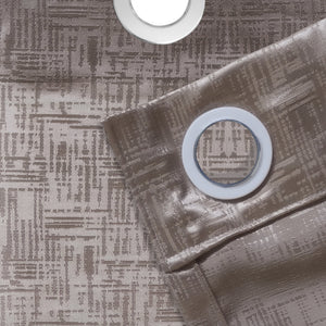 Elwana Jacquard Blackout Curtains | Brown | Set of 2 (Pattern 2)