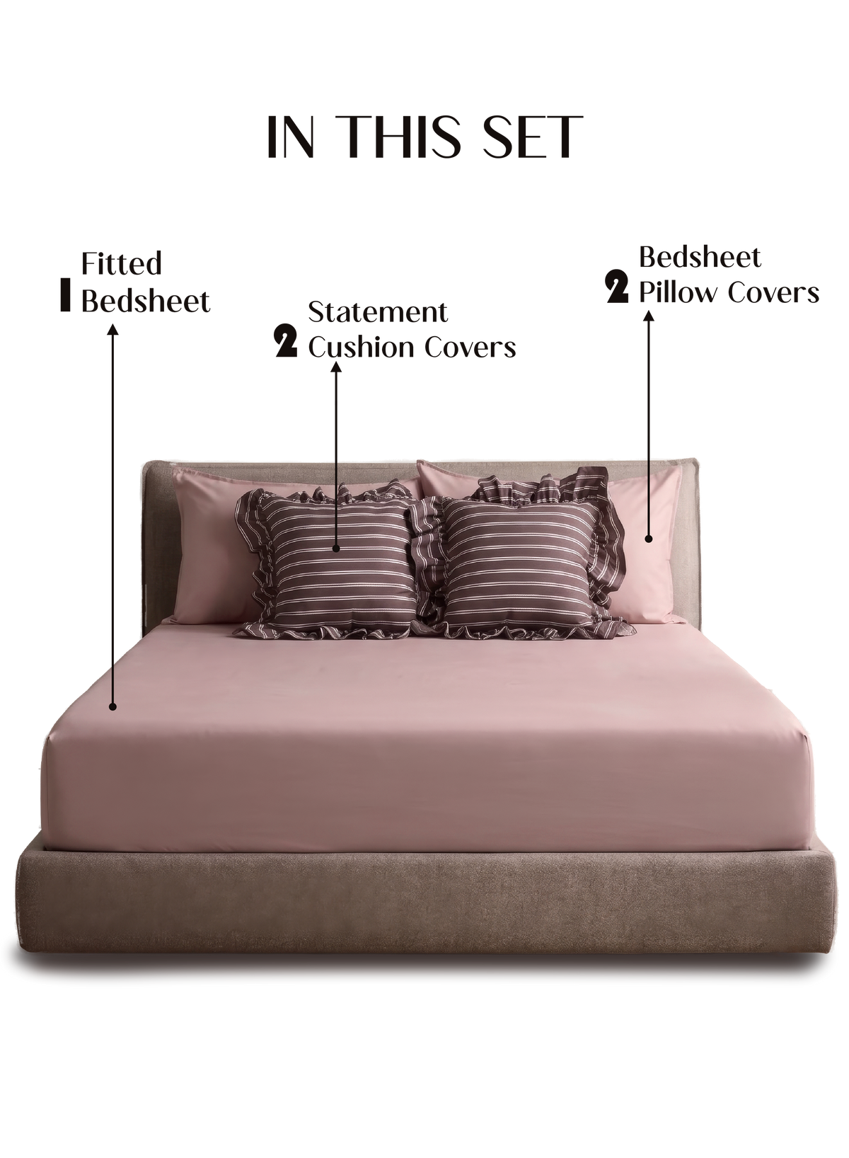 LuxeFit™ Fitted Bedsheet Set | Pearl Blush - Merlot