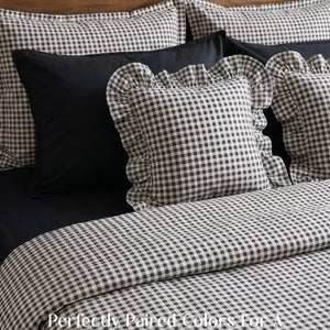 Crayonic™ 8-Piece AC Bedding Set | Signature Designer Bedding for AC Rooms | Midnight Gingham