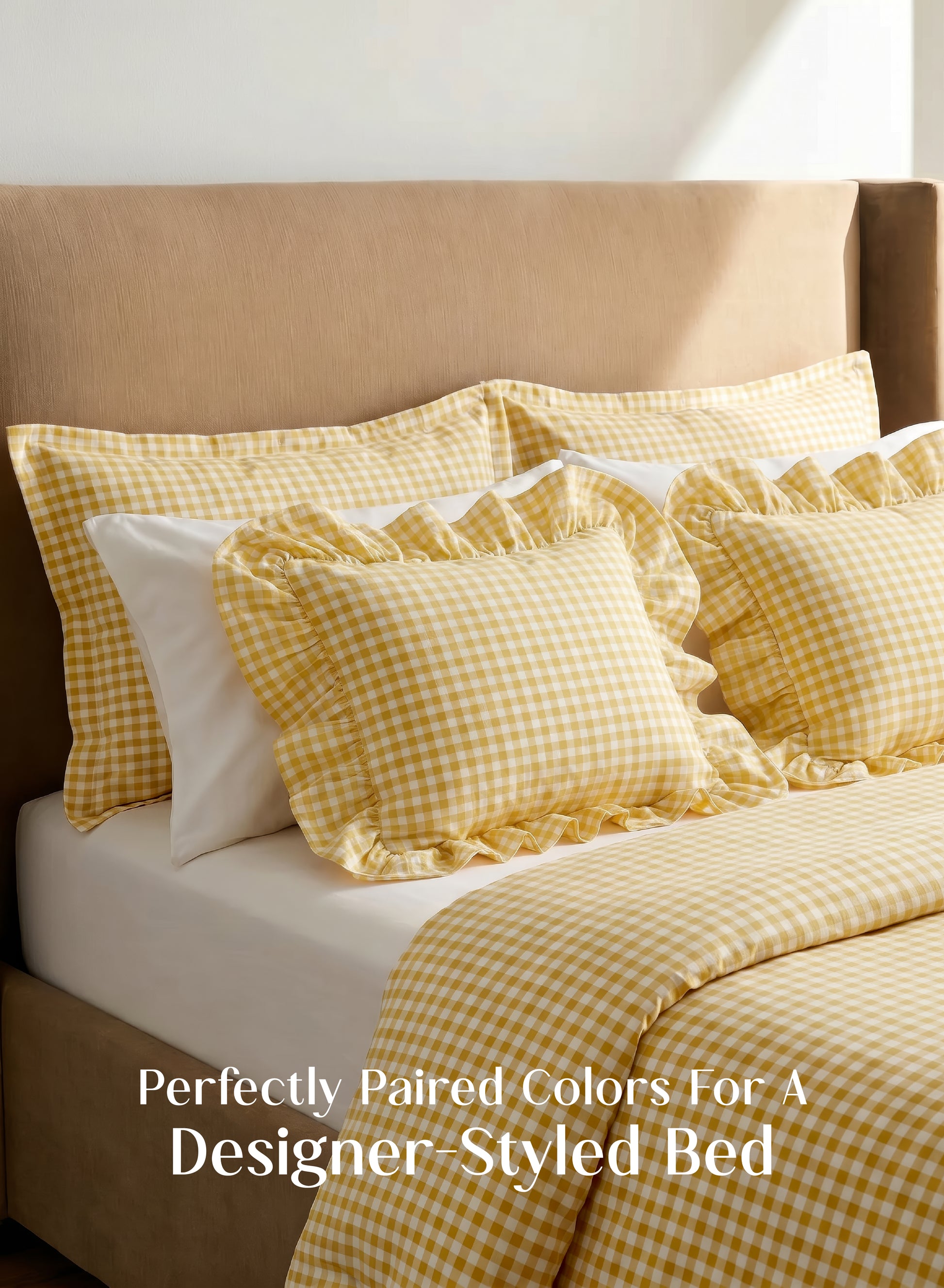 Crayonic™ 8-Piece AC Bedding Set | Signature Designer Bedding for AC Rooms | Sunlit Gingham