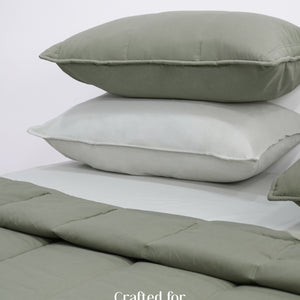 Home Crayons Cocoon 8-Piece AC Bedding Set | Coordinated Comforter, Fitted Sheet & Covers in One Set | Olive Mist