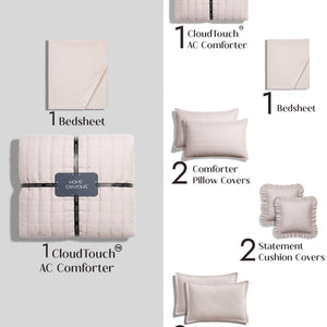 Home Crayons CloudTouch™ 8-Piece AC Bedding Set | Complete Bedroom Upgrade in One Set | Sakura Blush