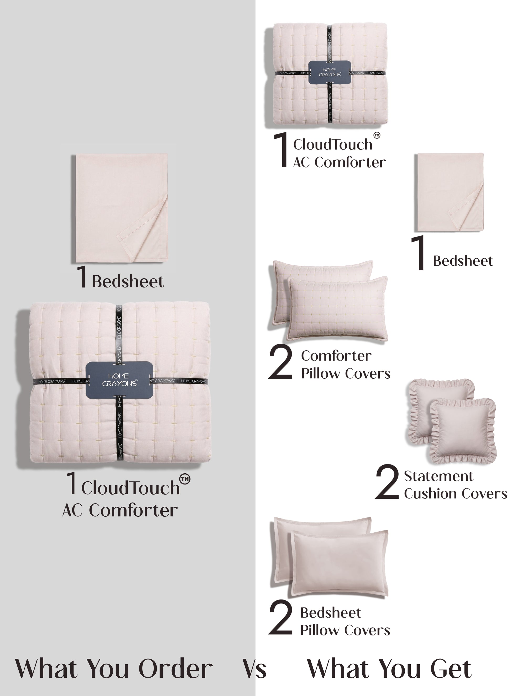 Home Crayons CloudTouch™ 8-Piece AC Bedding Set | Complete Bedroom Upgrade in One Set | Sakura Blush