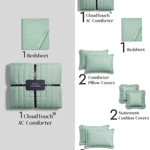 Home Crayons CloudTouch™ 8-Piece AC Bedding Set | Complete Bedroom Upgrade in One Set | Matcha Milk