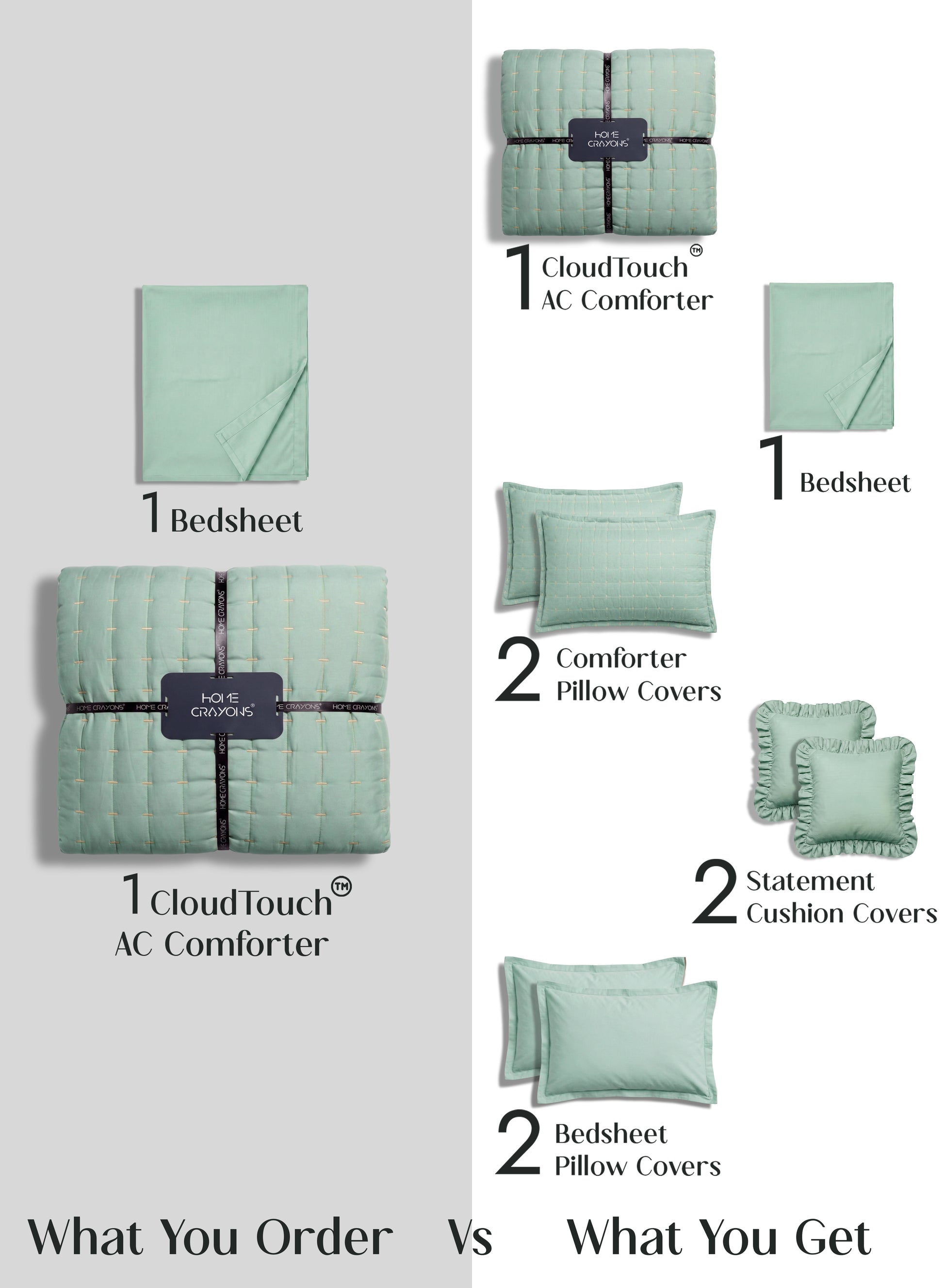 Home Crayons CloudTouch™ 8-Piece AC Bedding Set | Complete Bedroom Upgrade in One Set | Matcha Milk