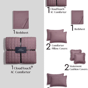 Home Crayons CloudTouch™ 8-Piece AC Bedding Set | Complete Bedroom Upgrade in One Set | Mulberry