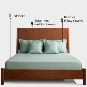 Home Crayons LuxeSoft™ Double Bedsheet Set | Oversized King | Includes 2 Pillow Covers & 2 Cushion Covers | Matcha Milk