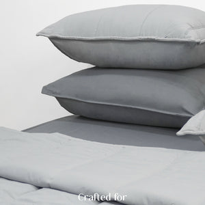 Home Crayons Cocoon 8-Piece AC Bedding Set | Coordinated Comforter, Fitted Sheet & Covers in One Set | Pearl Gray