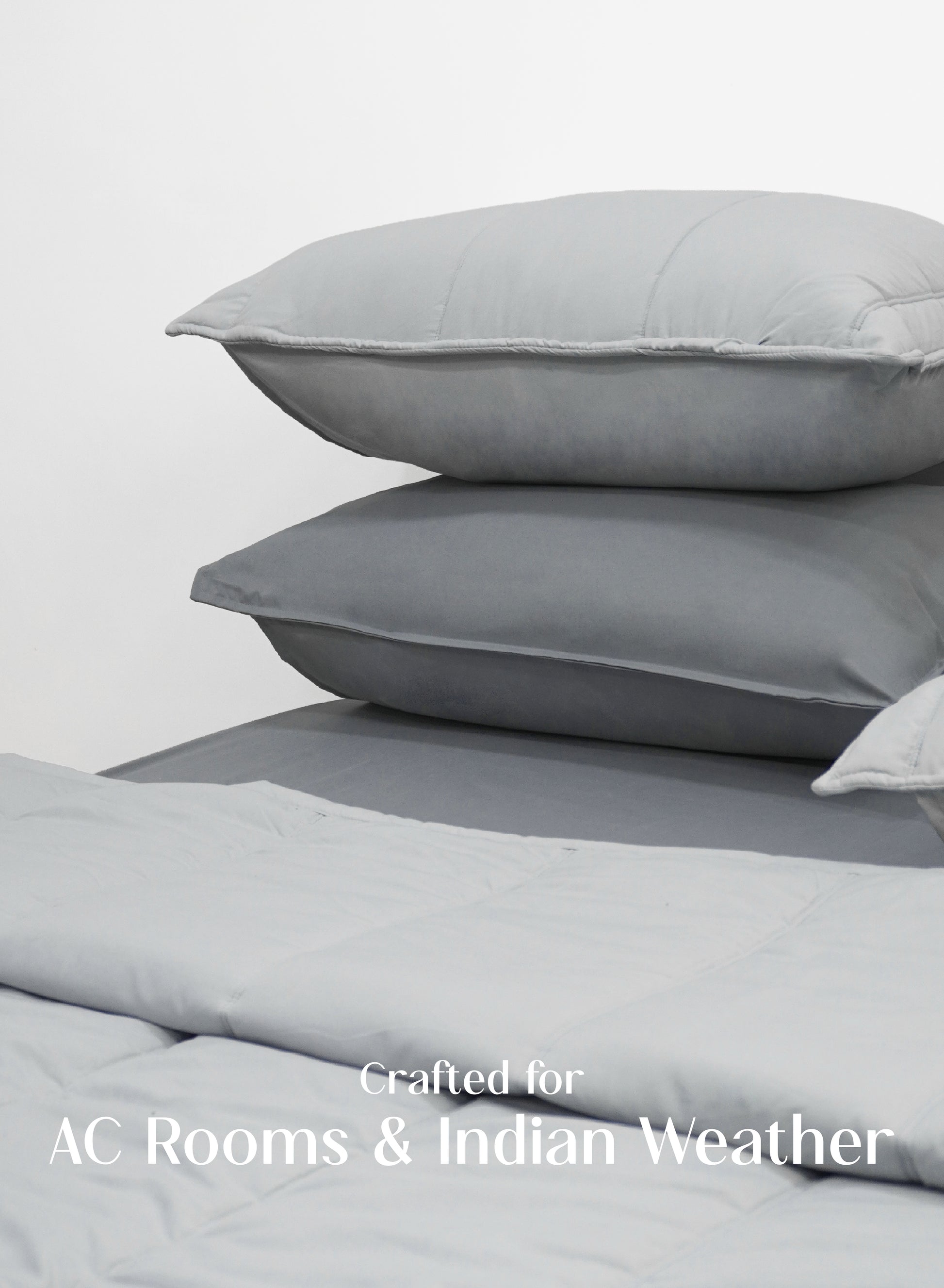 Home Crayons Cocoon 8-Piece AC Bedding Set | Coordinated Comforter, Fitted Sheet & Covers in One Set | Pearl Gray