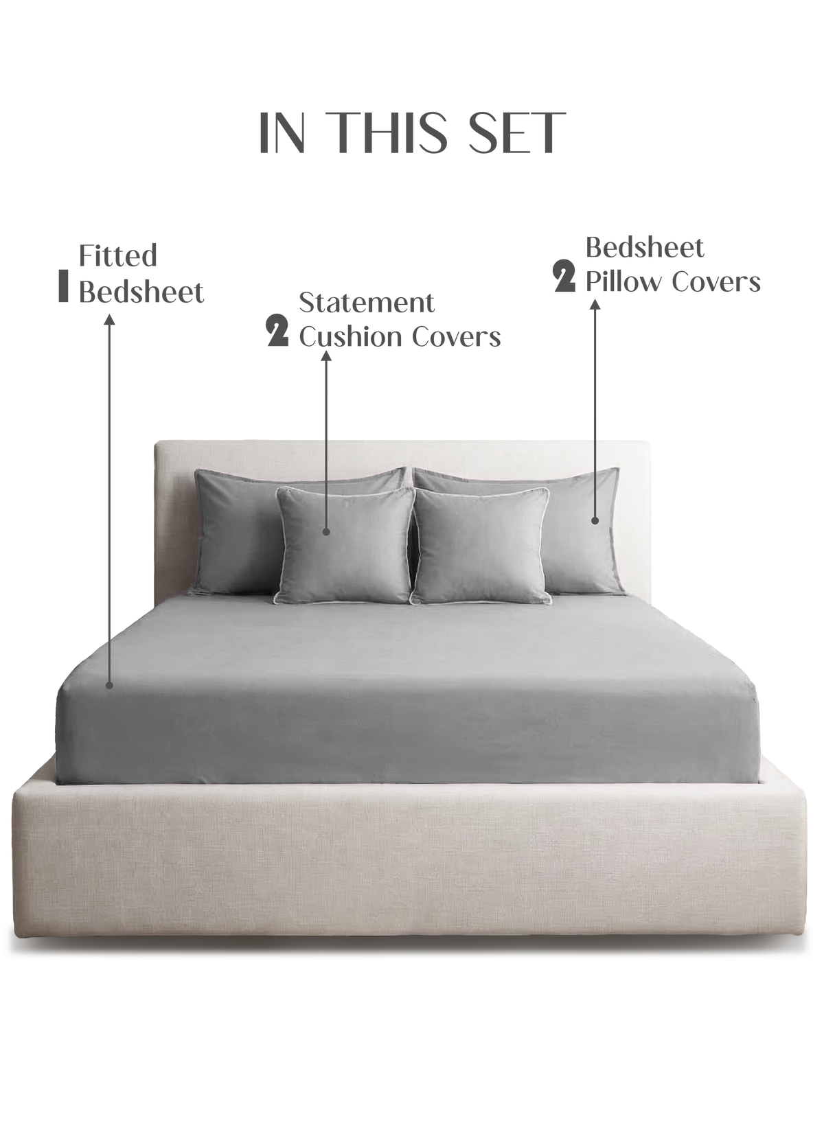 LuxeFit™ Fitted Bedsheet Set | Quill Gray
