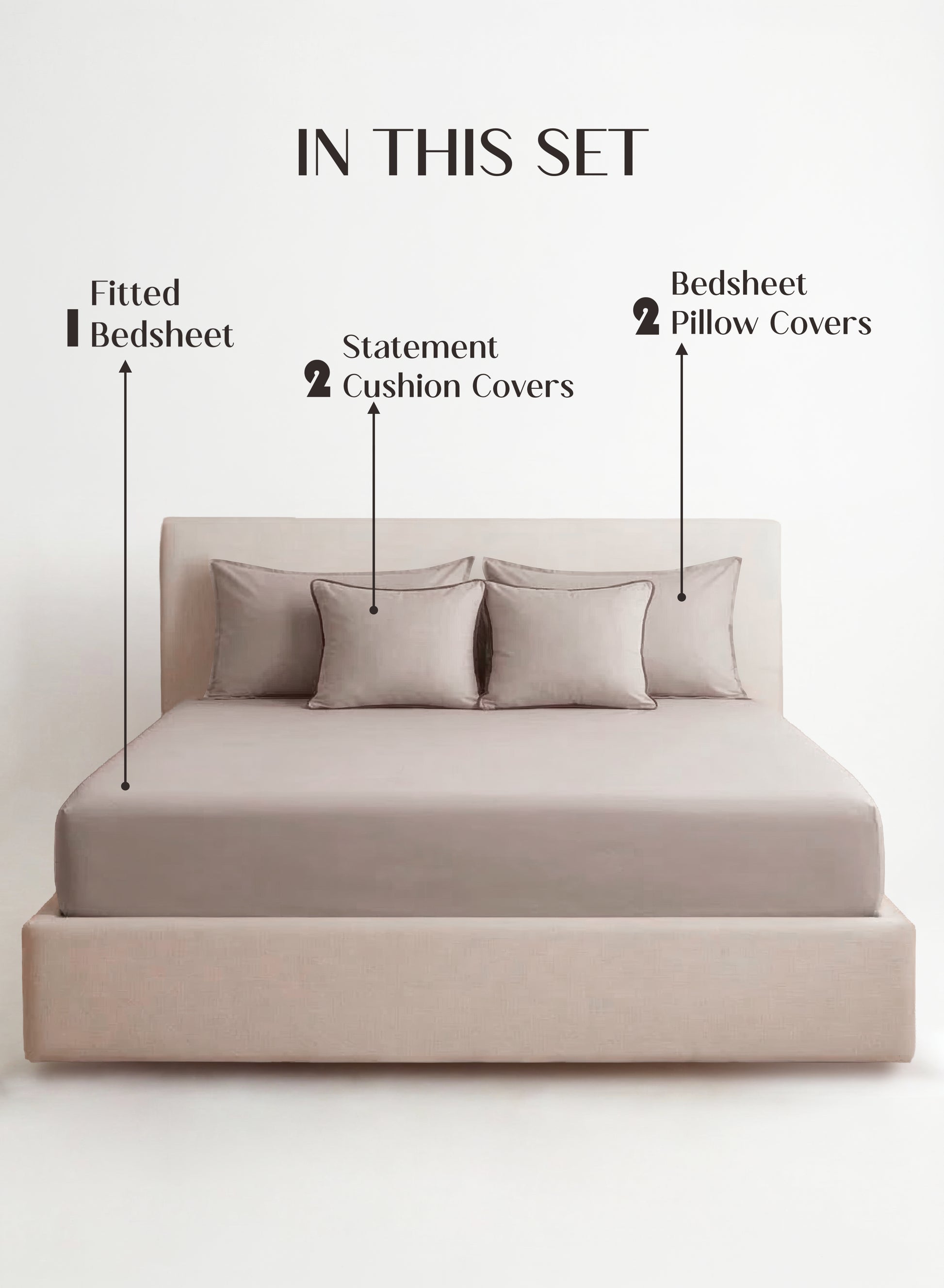Home Crayons LuxeFit™ Fitted Bedsheet Set | Perfect Fit for Queen & King Mattresses | Ivory Beige