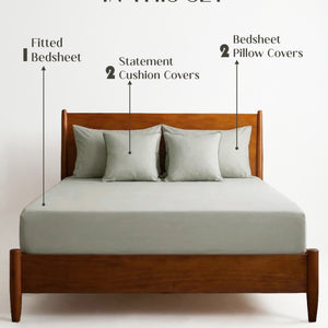 Home Crayons LuxeFit™ Fitted Bedsheet Set | Perfect Fit for Queen & King Mattresses | Pastel Pistachio